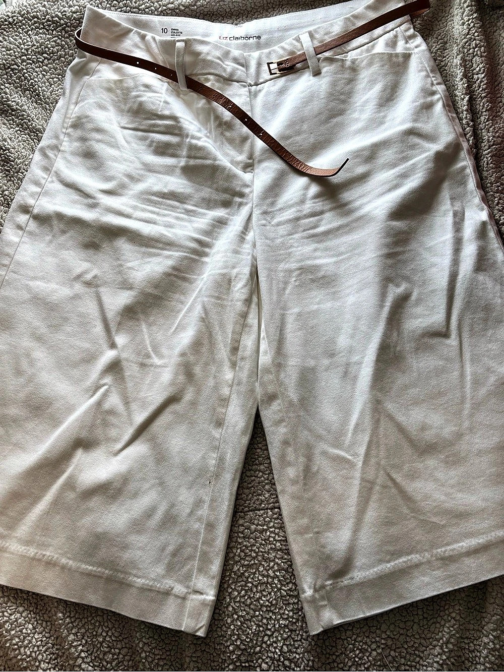 Liz Claiborne Emma Culotte Mid-Rise Pants White Size 10